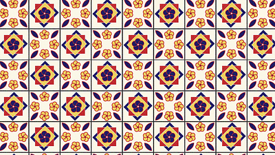 Illustrated Flower Tiles flowers graphic design illustr illustration repetitive shapes tiles