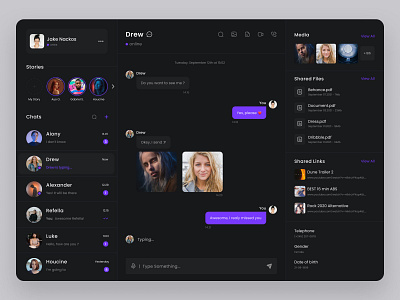 Messaging Page chat chat app chatting clean clean design dark dark theme dashboard dashboard app dashboard ui interface message messenger messenger app minimal modern ui ux web app web design