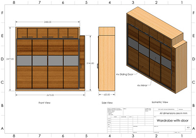 Wardrobe 3D & 2D 2d 3d art artistic blender design drawing solidworks wardrobe