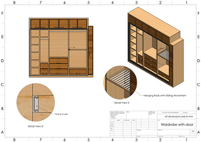 Wardrobe 3D & 2D 2d 3d art artistic blender design drawing solidworks wardrobe