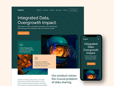 Integrow - DataOps Platform branding data development figma future graphic design home page landing page machine responsive science technology ui user experience user interface ux web web design website wordpress