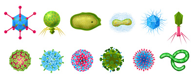 Viruses icons set epidemics healthcare illustration medicine realistic vector viruses