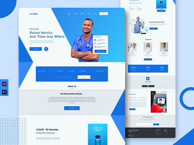 Doctor Service Landing page application creative design doctor web landing page design modern landing page ui ui idea uiux user experience user interface web template website