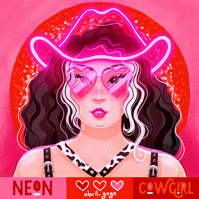 Neon Cowgirl cowboy cowgirl girl hat ill illustration neon woman