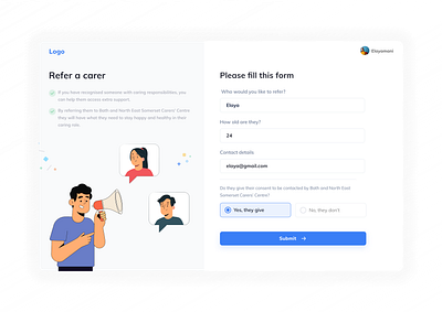 Refer a carer - Website design android design appdesign dailyui design dribbble illustration iosdesign mobileappdesign saas design typography ui uidesignpatterns webdesign website design