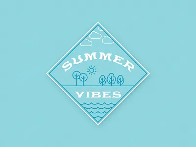 Summer Vibes Badge | Weekly Warm-up badge badge graphic blue design graphic design iconography illustration illustrator logo nature summer summer badge trees typography vector