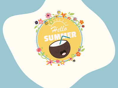 Hello summer badge dribbbleweeklywarmup seasons summer