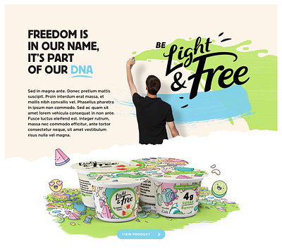 Light & Free - Danone website artist burnt toast illustration joyful limited edition mural yogurt