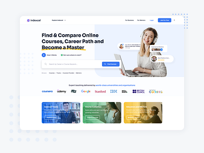 Indexcel article courses design flat learning mentor providers search ui ux white