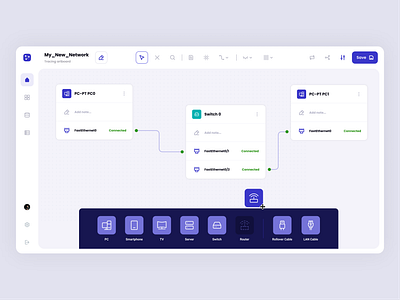 Network Builder Application Concept app concept design network network builder packet tracer packet tracing ui visual web web app web application