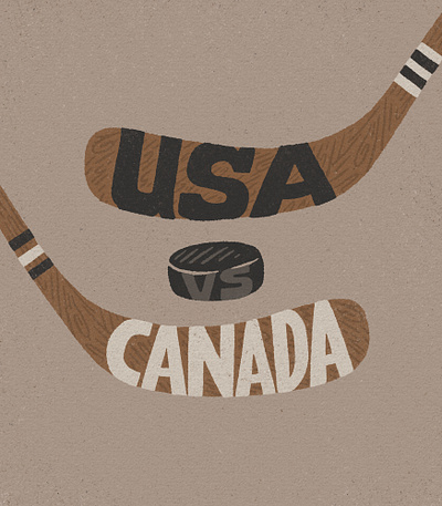 USA v Canada canada drawing espn four nations hand drawn hockey ice hockey illustration joe horacek little mountain print shoppe nhl procreate sketch sports typography usa