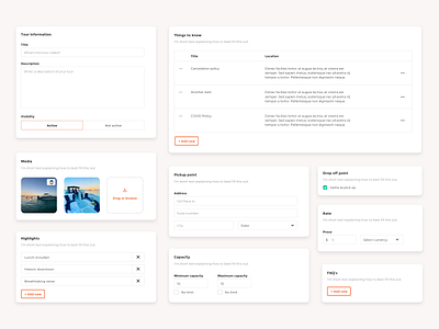 Gondola configuration components builder button clean design component library configure design system form form field list panel schedule settings table ui upload user expierence ux web app web app design web application