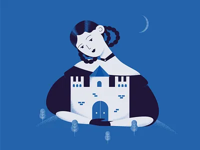 Castle adobe illustrator artwork castle character dark design girl illustration princess vectorart vectorgraphics