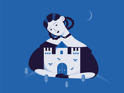 Castle adobe illustrator artwork castle character dark design girl illustration princess vectorart vectorgraphics