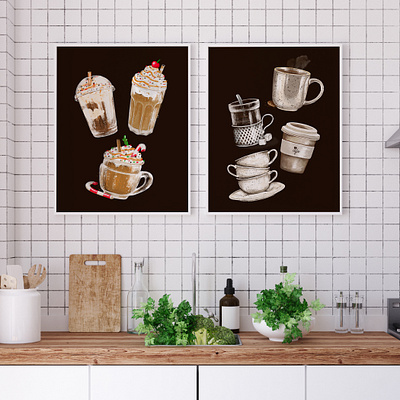 A set of posters for coffee lovers. cofee coffee design illustraion illustration illustration art kitchen photoshop poster