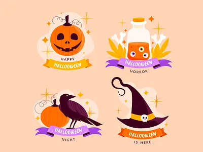 Halloween label collection colorful halloween illustration label vector