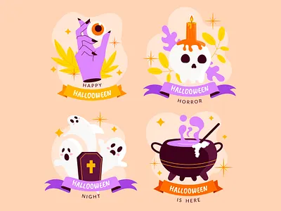 Halloween label collection colorful halloween illustration label vector
