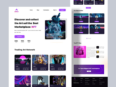 NFT Market Landing Page 2021 trend app design art binance blockchain coin crypto crypto website cryptocurrency exploration landingpage logo nft nfts token typography ui ux web web design