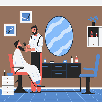 Barbershop composition barbershop flat haircut hairdressing illustration profession vector