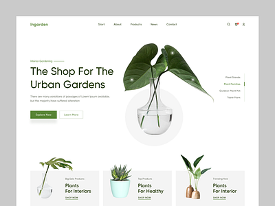 Plant Shop Landing Page🌱🌱 clean ui ecommerce gardening website green growing app header exploration homepage landing landing page landing page design online shop online store plant shop plant shop app shop app shop page shopify ui website design woocommerce