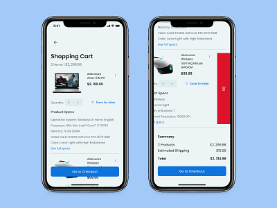 Shopping Cart - Daily UI 058 app design minimal mobile ui