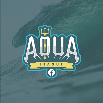 Facebook Aqua League aqua blue branding design green illustration lettering logo nautical poseidon sports teal trident typography water