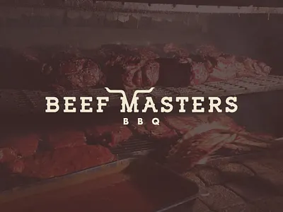 Beef Masters BBQ angus bbq beef branding cow design food illustration lettering logo professional restaraunt simple slab serif texas typography vector