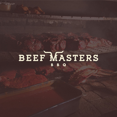 Beef Masters BBQ angus bbq beef branding cow design food illustration lettering logo professional restaraunt simple slab serif texas typography vector