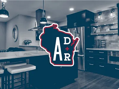 Advantage Design + Remodel architect blue branding construction contactor design illustration lettering logo red remodel typography vector wisconsin