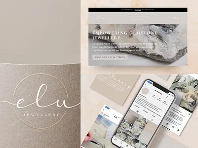 Elu Jewellery brand identity branding calligraphy calligraphy logo design feminine feminine logo graphic design hand lettered jewellery jewellery branding jewellery website logo design statonery design web design