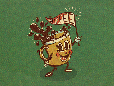 Let's all go to the lobby... banner cartoon coffee coffee bean comic book covfefe flag halftones illustration lobby procreate illustration retro illustration rubberhose splash texture treat vintage illustration