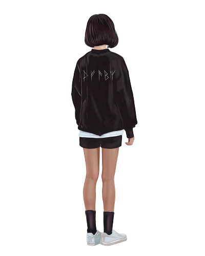 CG-ART illustration 2d art cg girl hoody illustration raster teen