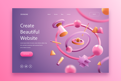 3D Website Banner Design using HTML, CSS and Bootstrap. 3d animation banner best best design branding design devingine graphic design helal uddin illustration logo motion graphics template themeforest typography ui ux website website design