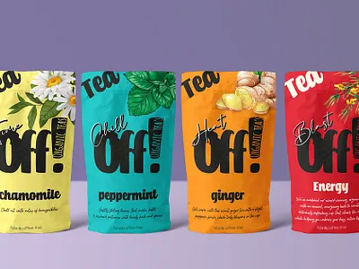 Packaging Off! Organic tea brand identity brandbook brandguide editorial logo packaging product lable product packaging product pocket tea