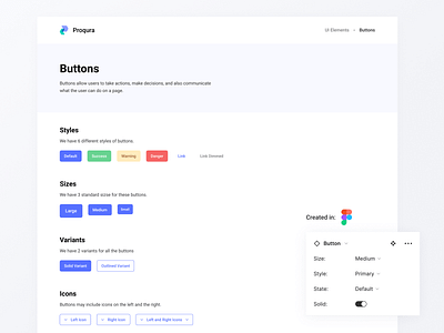 Proqura Design Library: Buttons app button components button library buttons clean component library components design design library design system figma modern ui ui library ux variants
