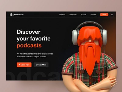 Podcast homepage design app design branding home page design illustration interaction landing page music podcast ui ui design ux ux design web design website design