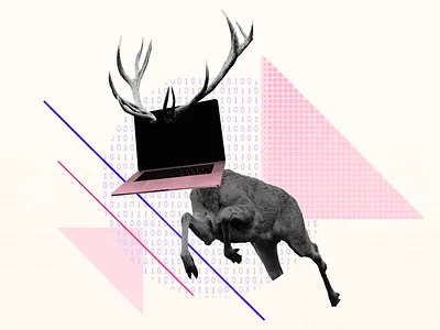 Headless Commerce Blog Image animal blog branding collage deer design ecommerce editorial figma graphic design halftone headless illustration recharge tech