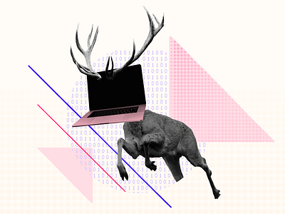 Headless Commerce Blog Image animal blog branding collage deer design ecommerce editorial figma graphic design halftone headless illustration recharge tech