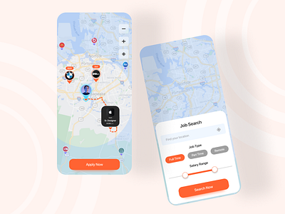 Job Searching App UI app design graphic design hire job logo mobile mobileapp trendy ui uiux ux