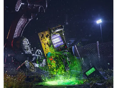 //Game over// 3d 3d illustration arcade blender illustration night nostalgia vintage