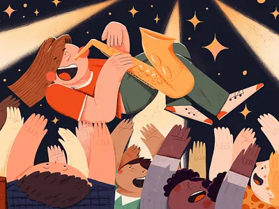 Culture Heroes arts campaign children concert crowd culture editorial gig illustration kids music procreate saxophone volunteering