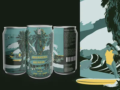Breakers Beach IIPA Label Design 3d affinity designer beer beer label branding design diversity graphic design illustration ipa logo military nautical ocean organic product design surfer surfing veteran waves