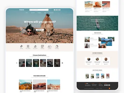 PIGEON - Travel Agency Landing Page ✈️ adventure booking design online booking tourism travel travel affiliate travel agency travel booking travel website trip typography ui ui design uiux uiux design vacation web design web ui website design