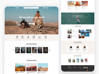 PIGEON - Travel Agency Landing Page ✈️ adventure booking design online booking tourism travel travel affiliate travel agency travel booking travel website trip typography ui ui design uiux uiux design vacation web design web ui website design