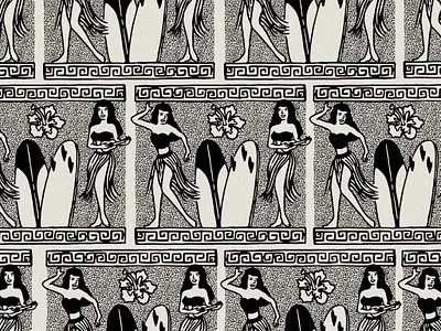 Hawaiian Girl badge design design illustration retro design vintagedesign