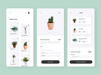 Minimalistic shopping app app app design branding design graphic design ios ios app ios design iphone app minimal minimalistic plants shop shopping store store design ui ui design ux ux design