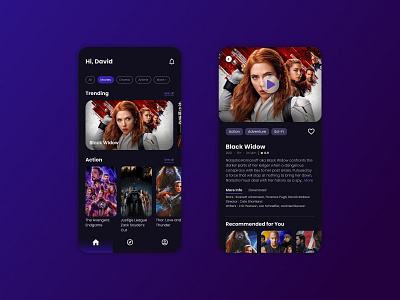 Movie Streaming App action anime app design film mobile movie streaming ui ux