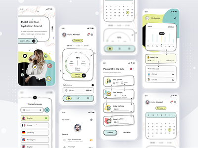 Water Reminder App app card clean design home ios login mobile profile ui web