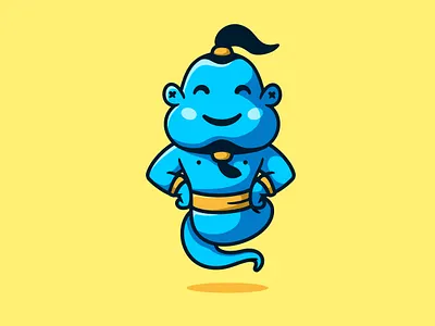 Genie aladin character cute design genie ghost illustration logo mascot unused