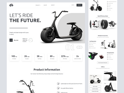 E-Scooter Landing Page design electric bike electric scooter electric vehicle landing landing page landing page ui landingpage ui uiux web web ui website website design